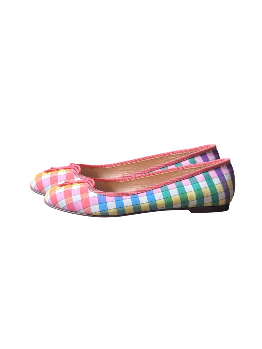 J.Crew Camille Madras Gingham Ballet Flats Made in Italy Size 6 Rainbow Plaid - Picture 3 of 13